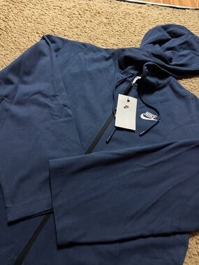 Nike Navy Zip Hoodie with White Swoosh